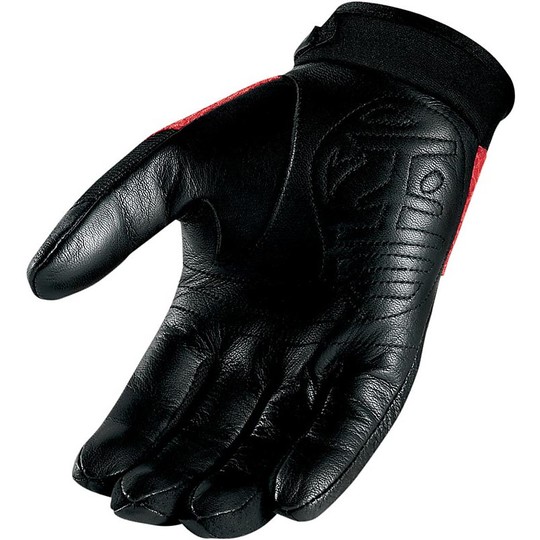 Motorcycle Gloves Leather and Fabric Perforated Icon Twenty-Niner Black