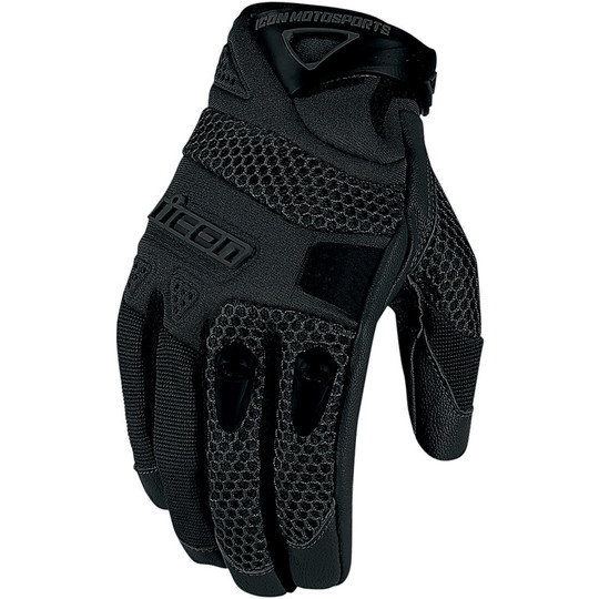 Motorcycle Gloves Leather and Fabric Perforated Icon Twenty-Niner Lady Black