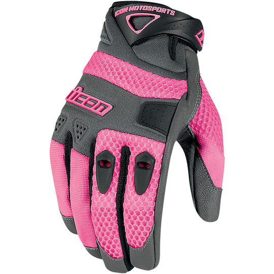 Motorcycle Gloves Leather and Fabric Perforated Icon Twenty-Niner Lady Pink