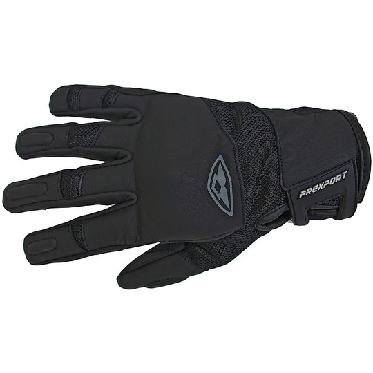 Motorcycle Gloves Leather and Fabric Summer Prexport ARROW Black