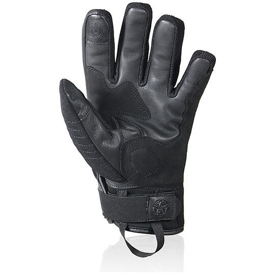 Motorcycle Gloves Leather and Fabric Waterproof Harisson Staton WP Black