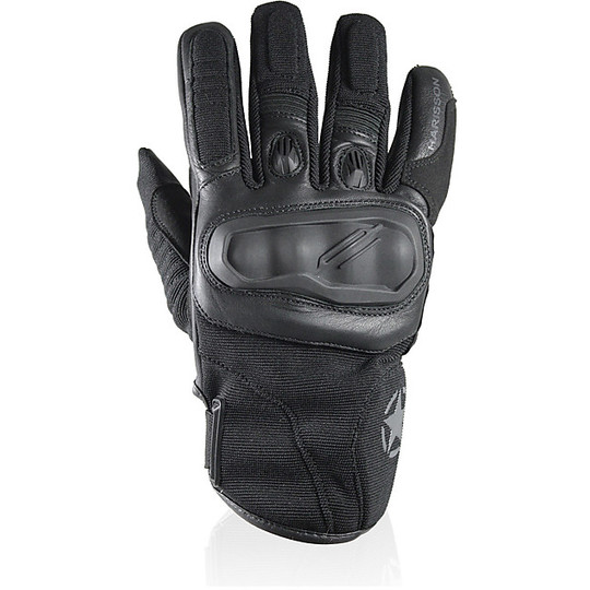 Motorcycle Gloves Leather and Fabric Waterproof Harisson Staton WP Black