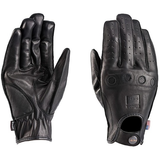 Motorcycle Gloves Leather Black Blauer Routine