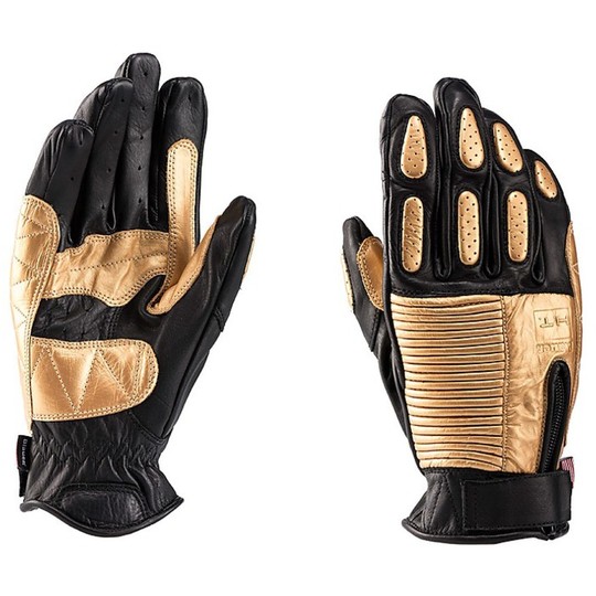Motorcycle Gloves Leather Blauer Banner Black Gold