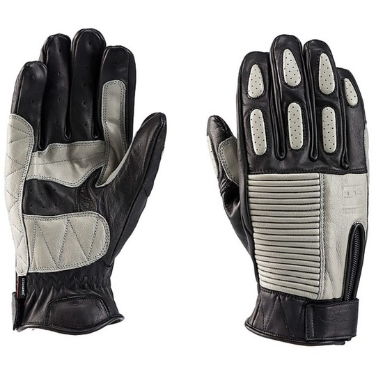 Motorcycle Gloves Leather Blauer Banner Black Gray