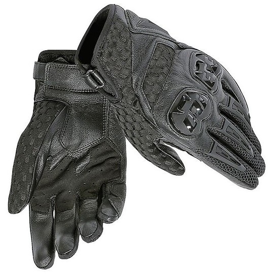 Motorcycle Gloves Leather Dainese Air Hero With protectors Black Black