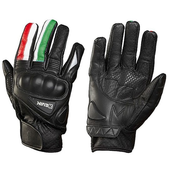 Motorcycle Gloves Leather Hevik Model PHOENIX Tricolore With Protections