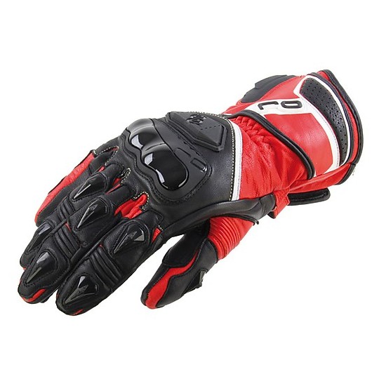 Motorcycle Gloves Leather OJ SHOUT Black Red