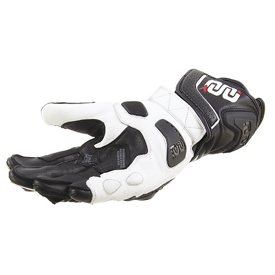 Motorcycle Gloves Leather OJ SHOUT Black White Red