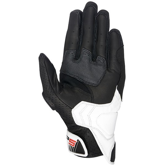 Motorcycle Gloves Leather Perforated Alpinestars SP-5 Black White Red