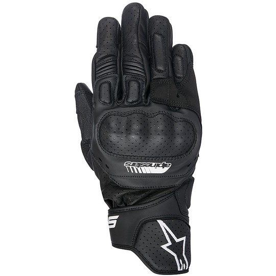 Motorcycle Gloves Leather Perforated Alpinestars SP-5 Black