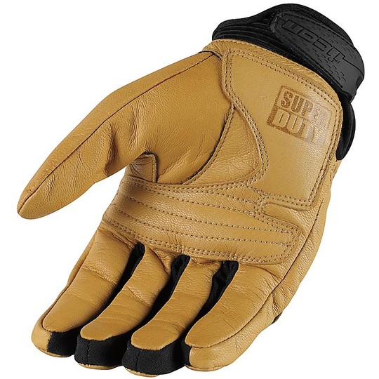 Motorcycle Gloves Leather Perforated Icon SUPERDUTY 2 Tan