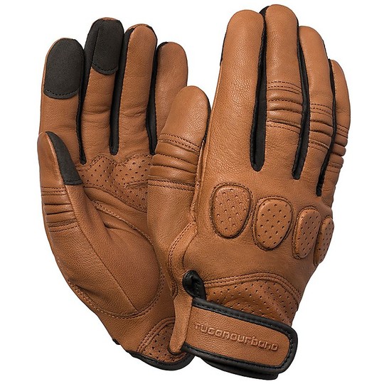Motorcycle Gloves Leather Perforated Model Tucano Urbano Gig Brown