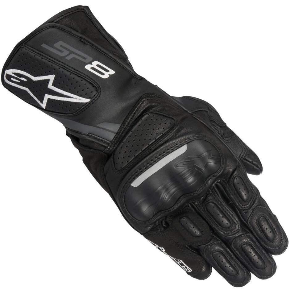Motorcycle Gloves Leather Racing Alpinestars SP-8 v2 Black