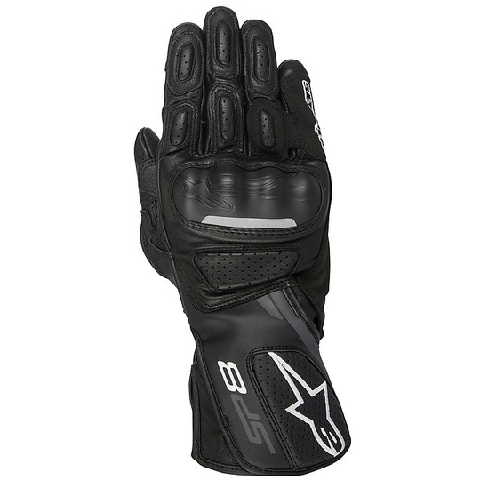 Motorcycle Gloves Leather Racing Alpinestars SP-8 v2 Black