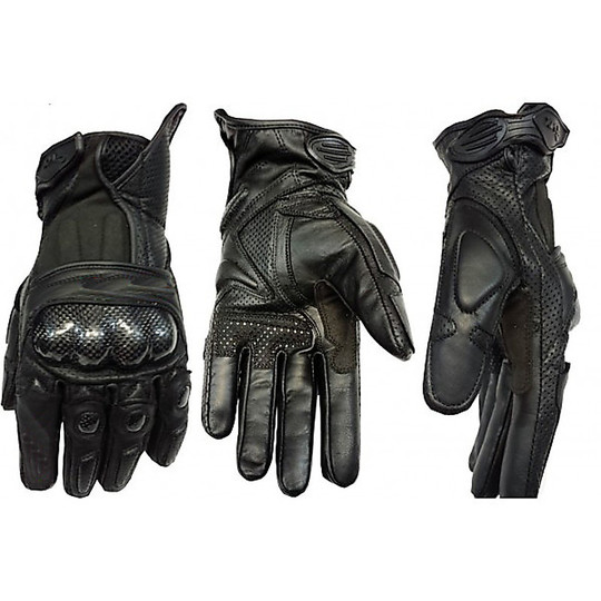 Motorcycle Gloves Leather Racing Hero With New Protections Carbon Blacks