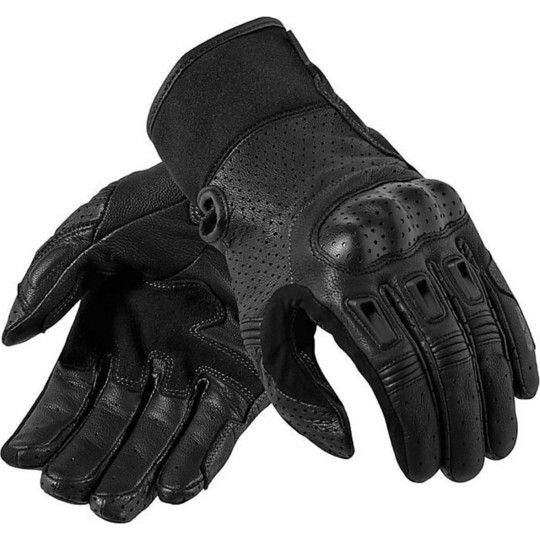 Motorcycle Gloves Leather REV'IT Summer Bomber Black With protections