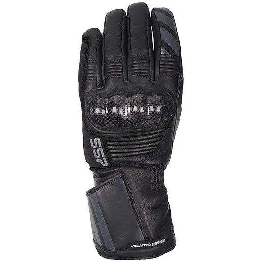 Motorcycle Gloves Leather Waterproof Mid Season VQuattro SPO3 Black