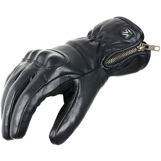 Motorcycle Gloves Leather Waterproof Vquattro Eton Black