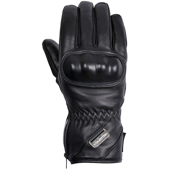Motorcycle Gloves Leather Waterproof Vquattro Florence Evo black