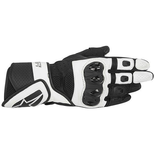 Motorcycle Gloves Leather Woman racing Alpinestars Stella Sp Air Sport Black White