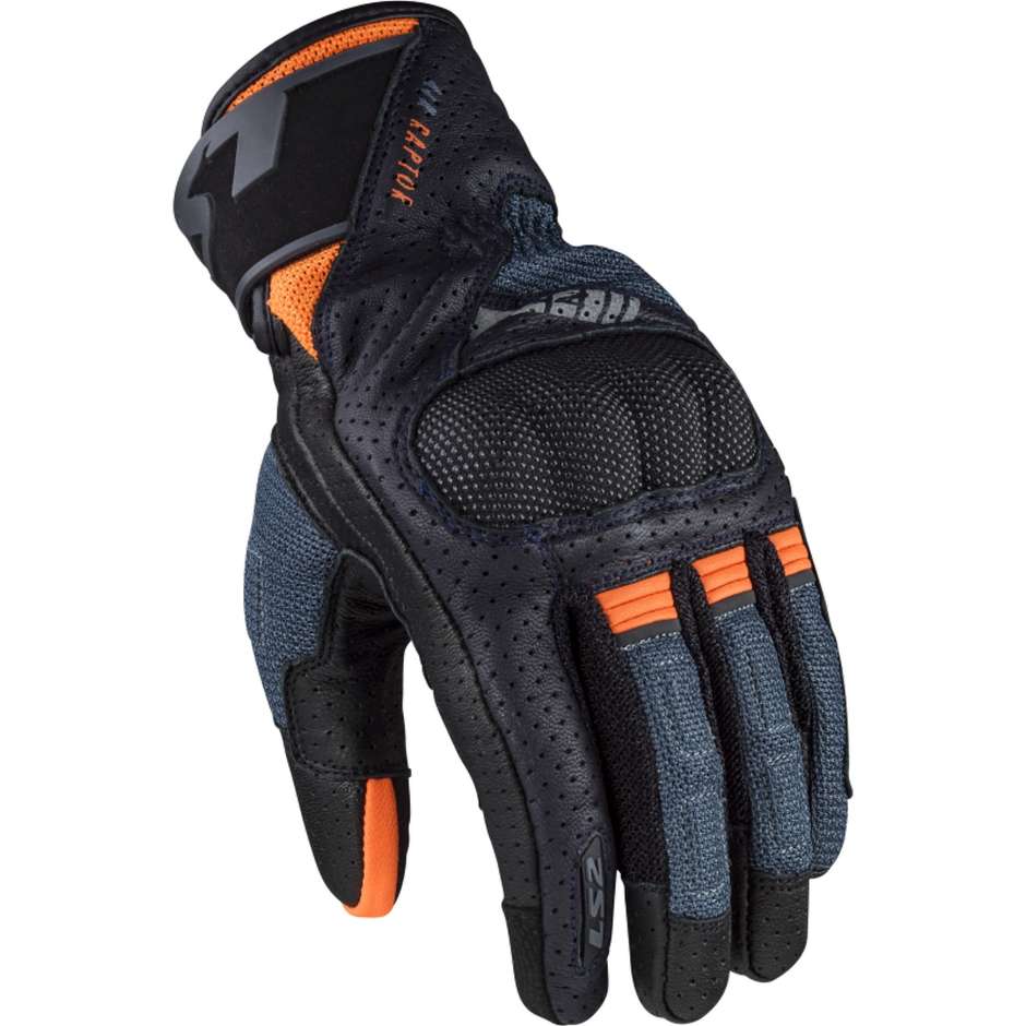 Motorcycle Gloves LS2 AIR RAPTOR MAN Blue HV Orange