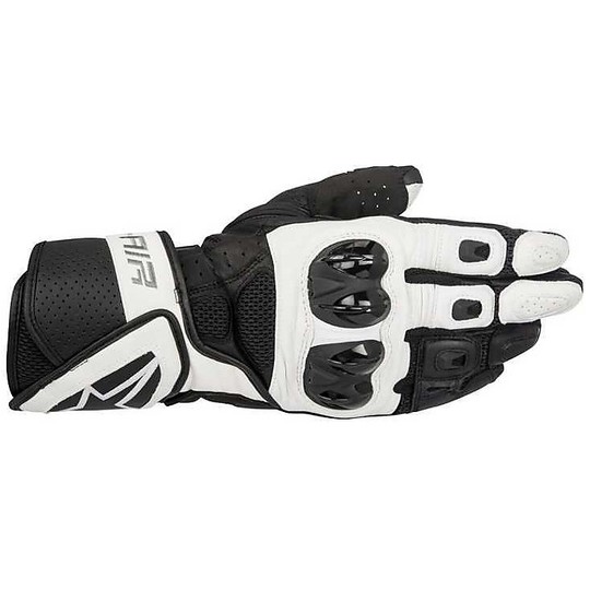 Motorcycle Gloves Racing Alpinestars Leather Sp Air Black White