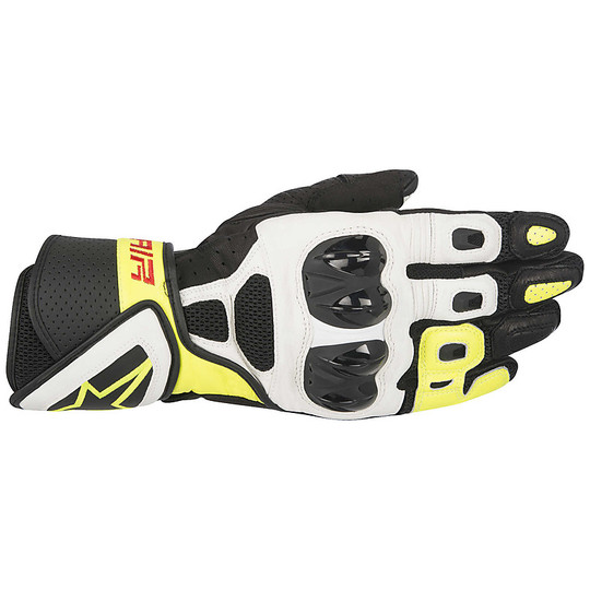 Motorcycle Gloves Racing Alpinestars Leather Sp Air Black Yellow White
