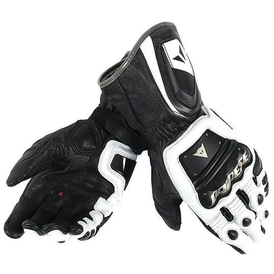 Motorcycle Gloves Racing Dainese 4 Stroke Long Black White