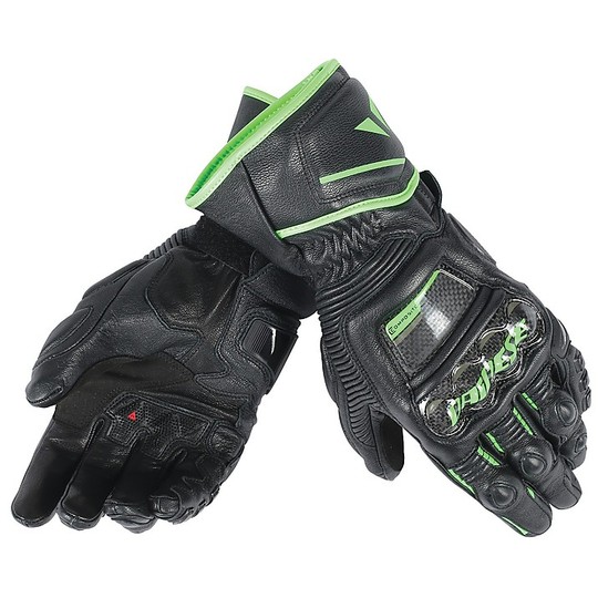 Motorcycle Gloves Racing Dainese Druid D1 Long Black Fluo Green