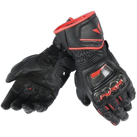 Motorcycle Gloves Racing Dainese Druid D1 Long Black Fluo Red
