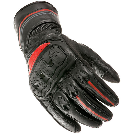 Motorcycle Gloves Racing Spyke Leather Racing Rs Black Red