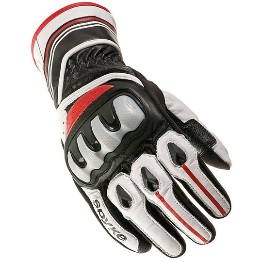 Motorcycle Gloves Racing Spyke Leather Racing Rs Black White Red