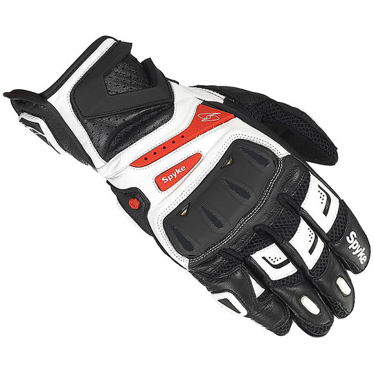 Motorcycle Gloves Racing Spyke Leather RR-41 Black White Red