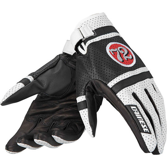 Motorcycle Gloves Summer Dainese Hot Rodder White / Red / Black