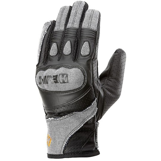Motorcycle Gloves Summer Fabric Jeans and Leather Hevik Arizona Grey