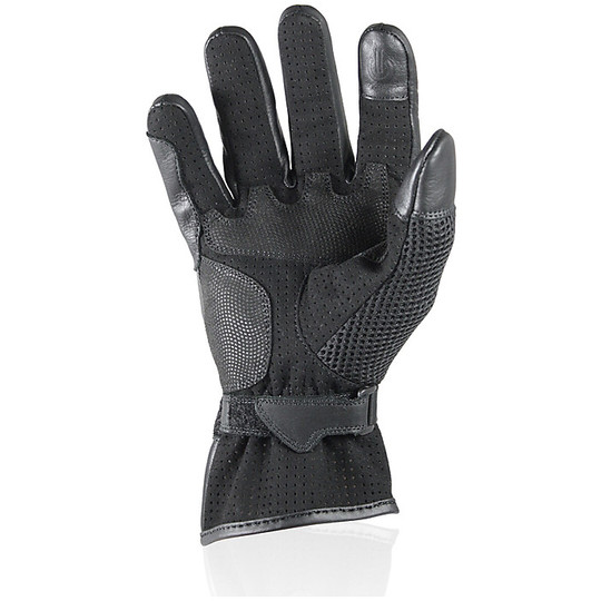 Motorcycle Gloves Summer Leather and Fabric Harisson Laguna Neri