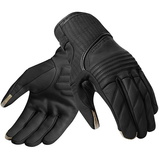 Motorcycle Gloves Summer Leather Rev'it Abbey Road Black