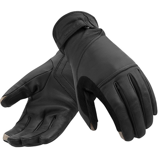 Motorcycle Gloves Summer Leather Rev'it Nassau H2O Black