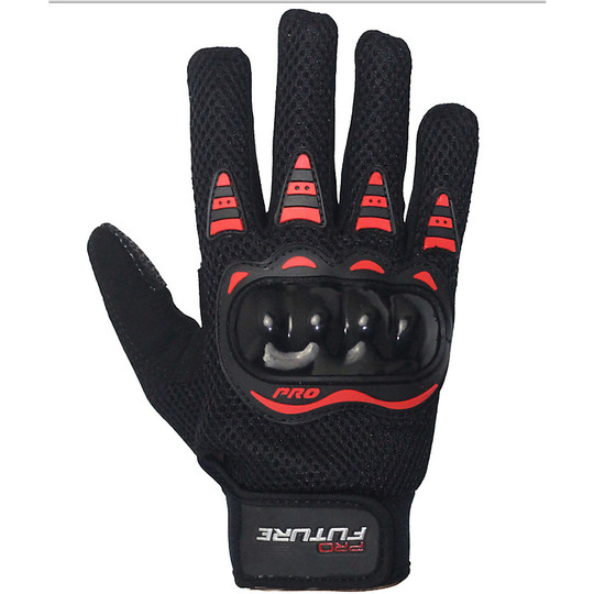 Motorcycle Gloves Summer ProFuture Fabric With Black Guards Red