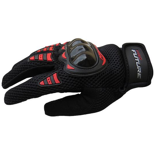 Motorcycle Gloves Summer ProFuture Fabric With Black Guards Red