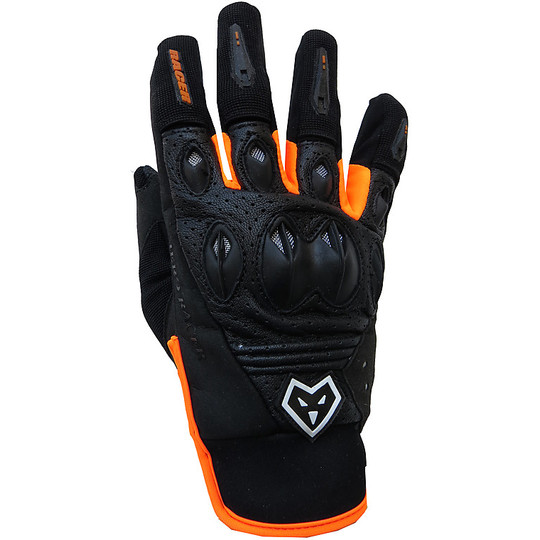 Motorcycle Gloves Summer Sports Hero 1007 Leather and Fabric Protection With Orange
