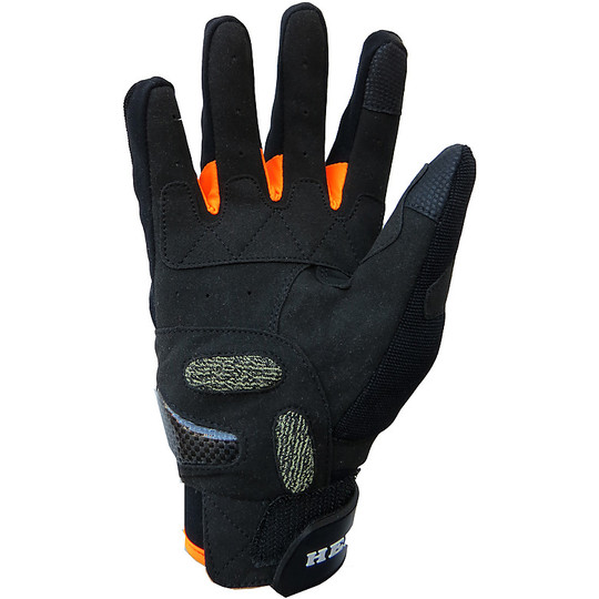 Motorcycle Gloves Summer Sports Hero 1007 Leather and Fabric Protection With Orange