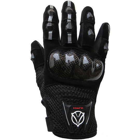 Motorcycle Gloves Technical Summer Hero Softshel Fabric With Black Caps