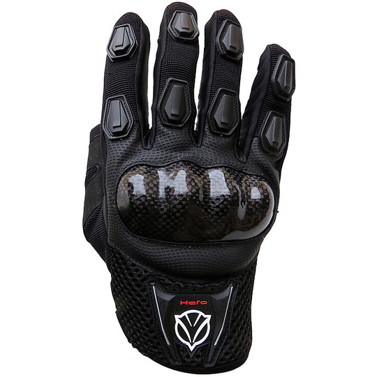 Motorcycle Gloves Technical Summer Hero Tip Fabric With Black Caps