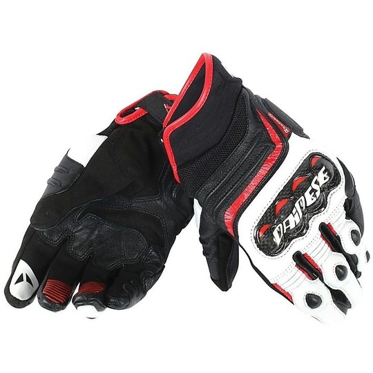 Motorcycle Gloves Technicians Dainese Carbon D1 Lady Short Black White Red