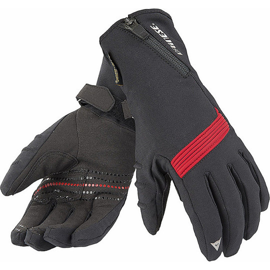 Motorcycle Gloves Winter Dainese D-Dry Lady Dawn Black / Red