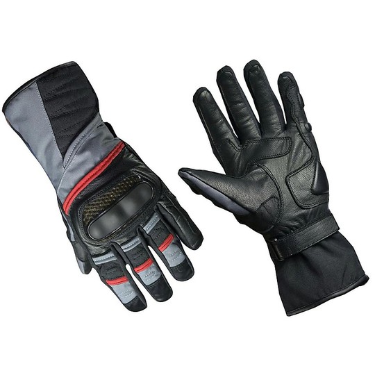 Motorcycle gloves Winter Fabric and leather Hero 116 Grey Black With Waterproof Protections
