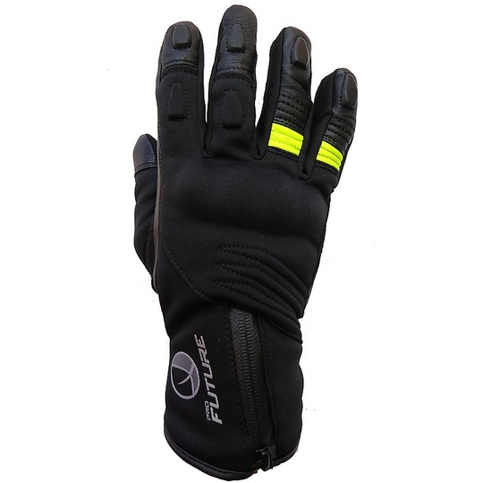 Motorcycle Gloves Winter ProFuture Touch WP Black Yellow waterproof Fluo