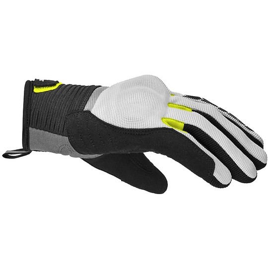Motorcycle Gloves Woman in Urban Spidi FLASH CE LAdy Fabric Black White Yellow